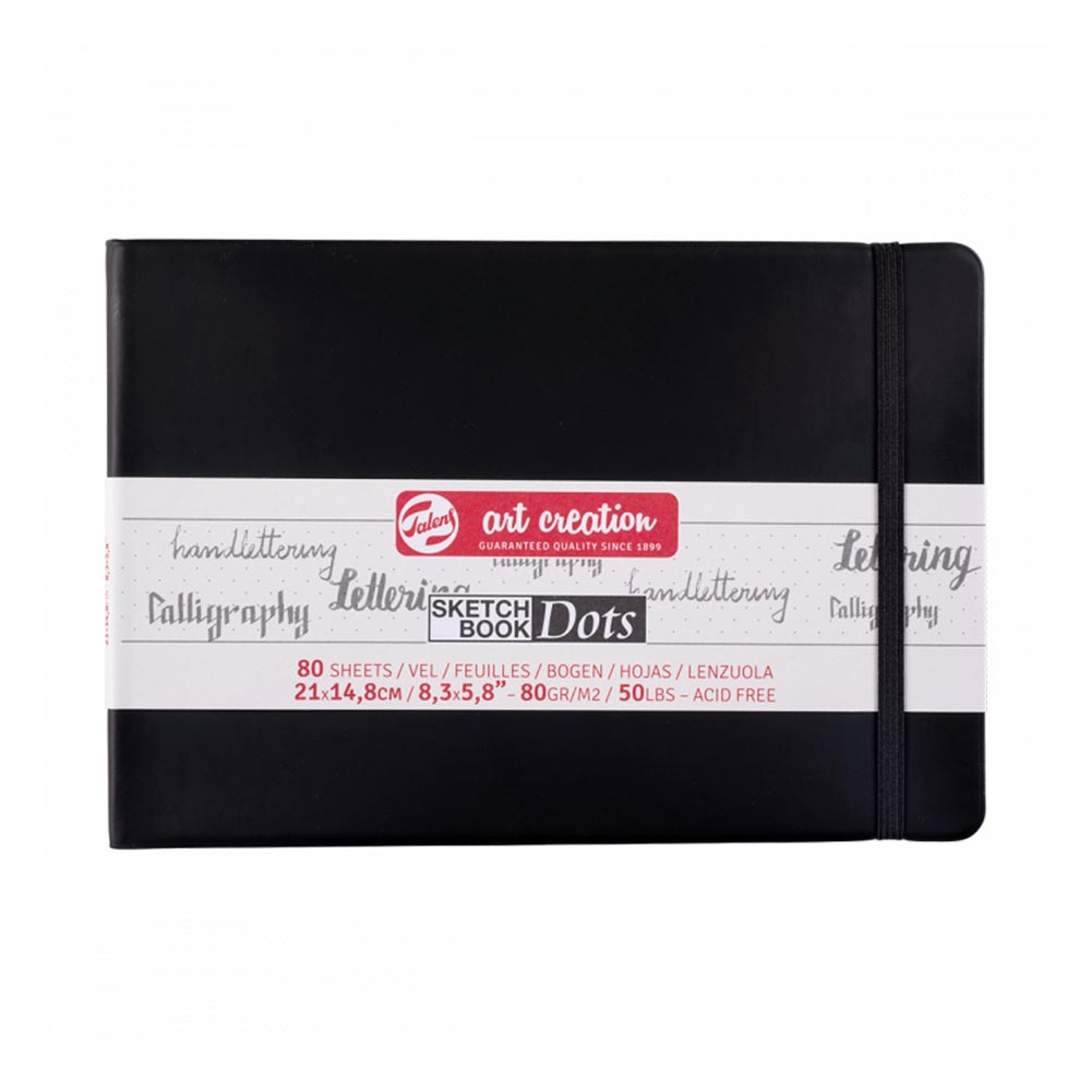 Cuaderno Vertical Negro con hojas con puntos de 13cm x 21cm