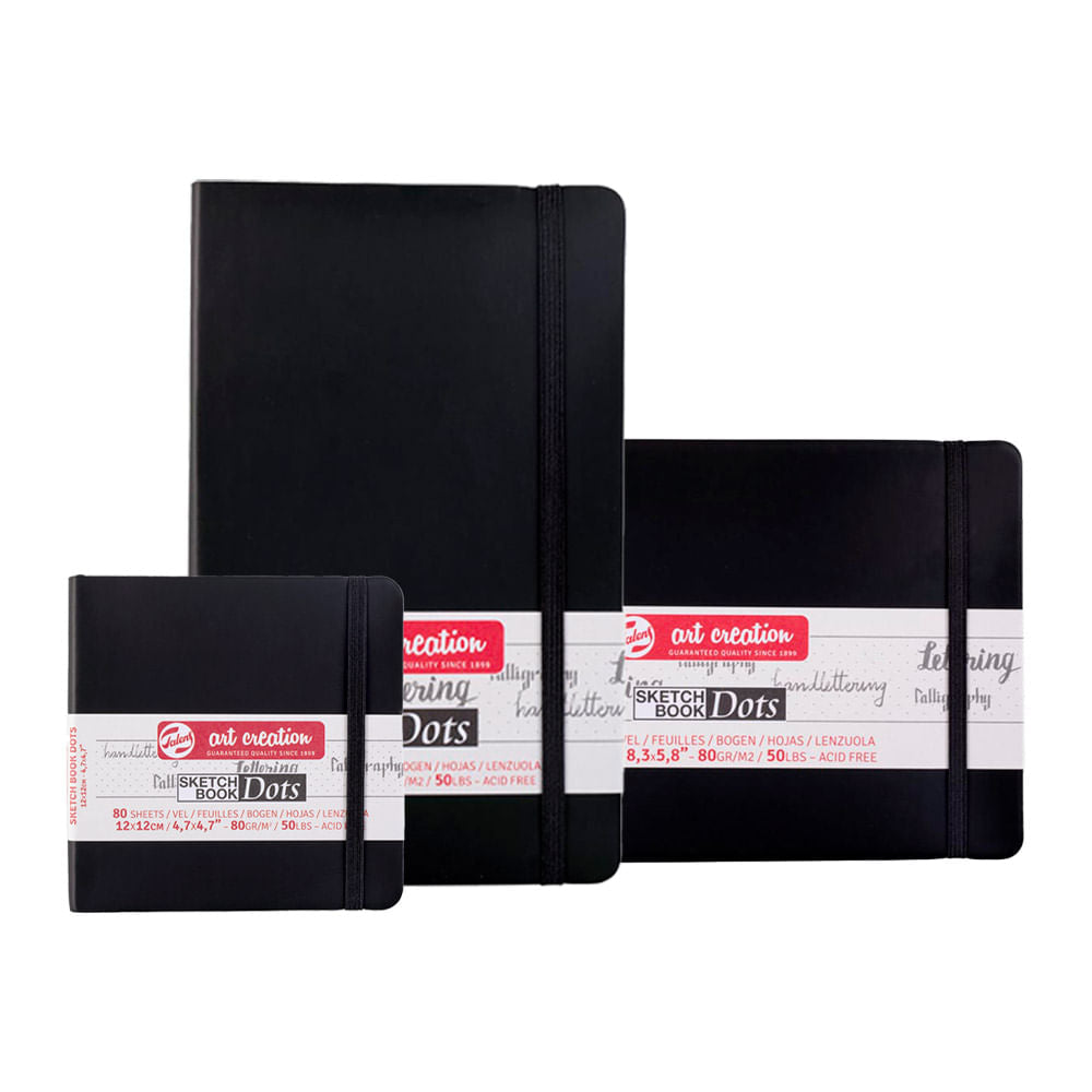 Cuaderno Horizontal Negro con hojas con puntos de 21cm x 14,8cm