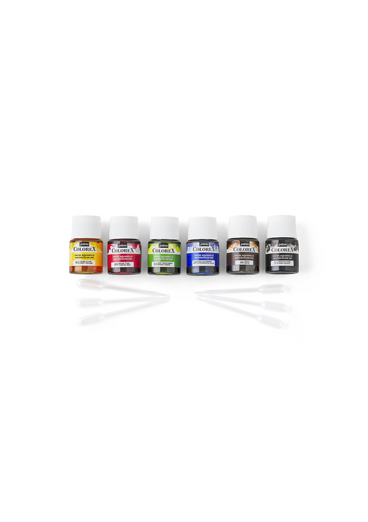 Set Tinta de Acuarela 6 Colores 20ml Pebeo Colorex