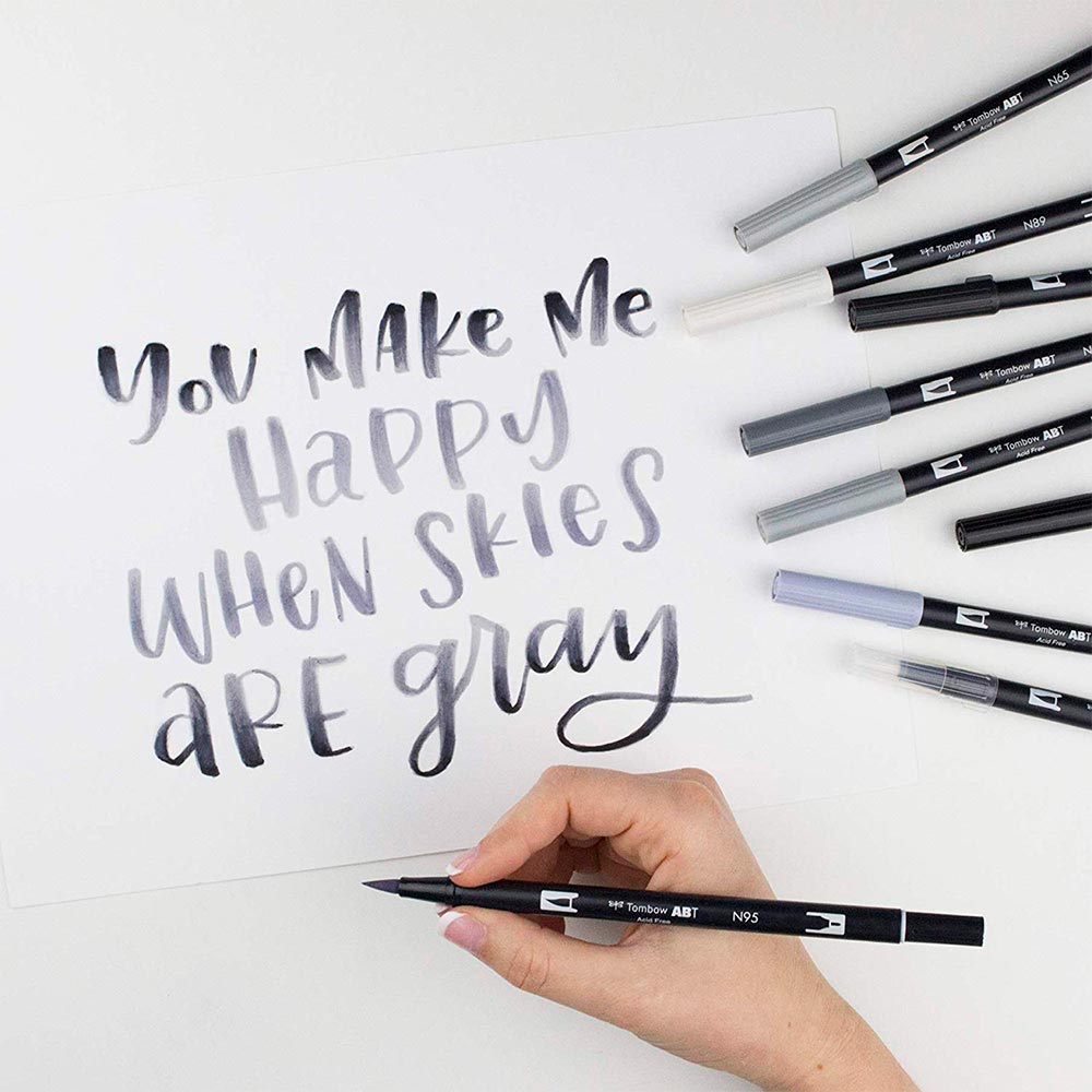 Pack de Marcadores Dual Brush Tombow en Escala de Grises