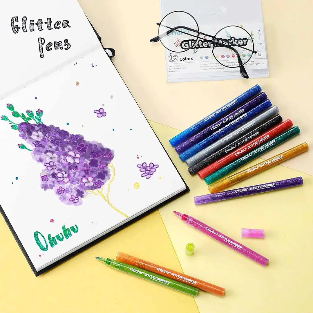 Marcadores Glitter Metálicos Ohuhu 12 Colores