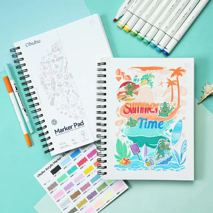Pack Acrilico Ohuhu: 90 Marcadores Acrílicos Kakaako + Marker Pad Ohuhu antisangrado