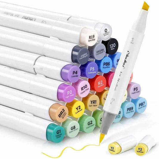 Set de marcadores Ohuhu base alcohol 24 colores + blender