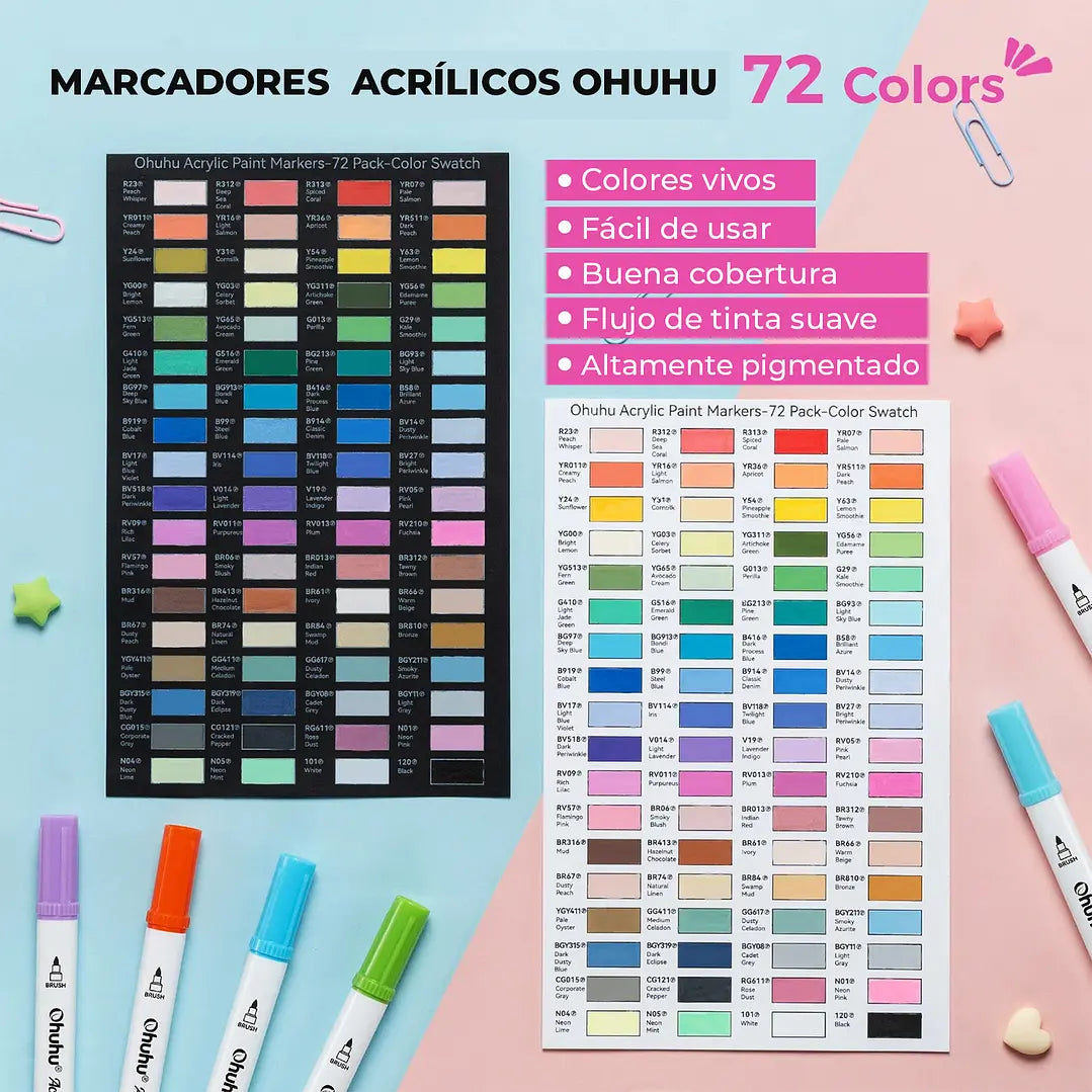 AKAKA ESTUCHE 72 MARCADORES ACRÍLICOS OHUHU