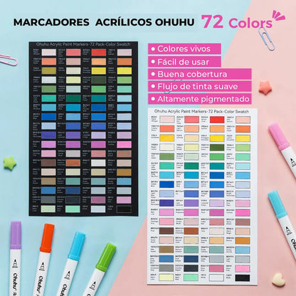 AKAKA ESTUCHE 72 MARCADORES ACRÍLICOS OHUHU