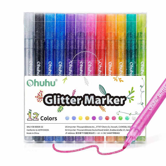 Marcadores Glitter Metálicos Ohuhu 12 Colores