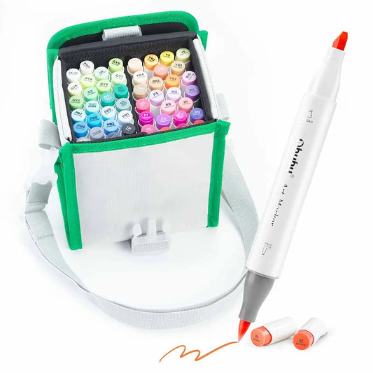 Set de marcadores Ohuhu base alcohol 48 colores + blender