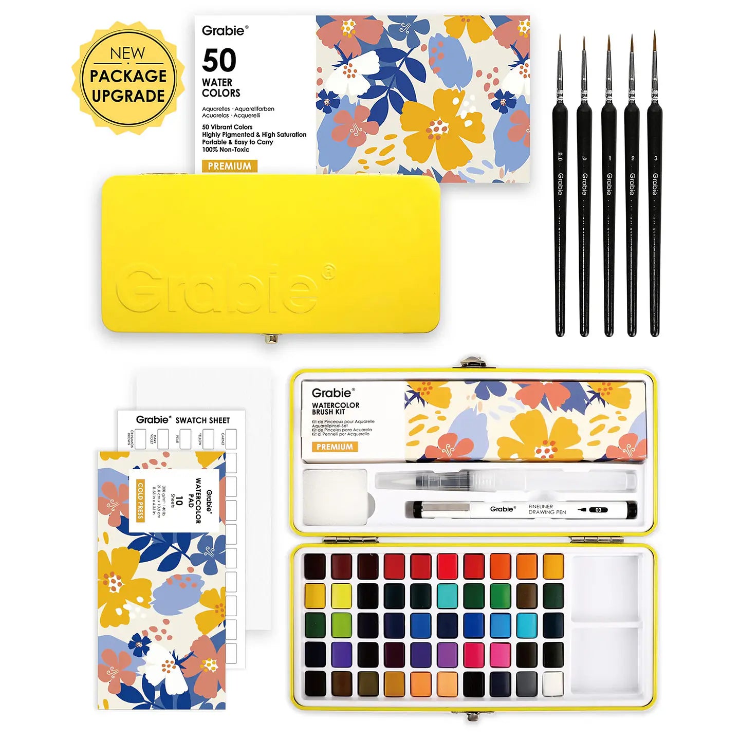 Set de acuarelas Grabie PREMIUM 50 colores TODO EN UNO