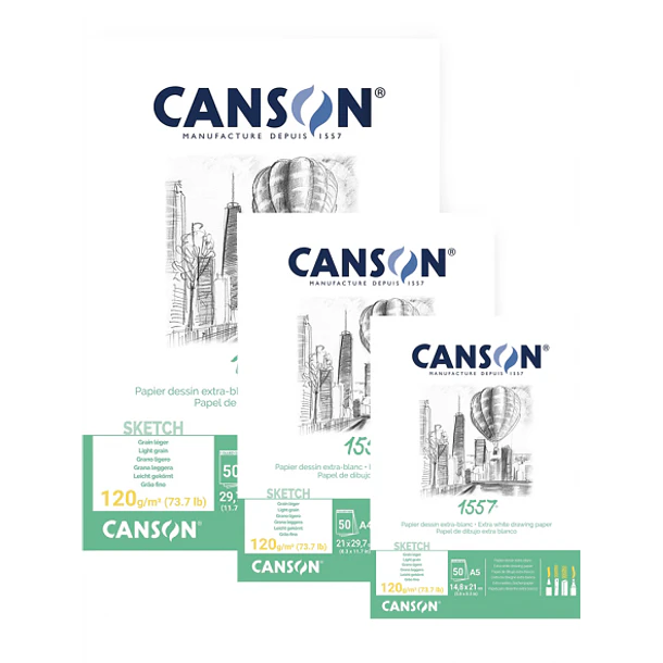 block de dibujo Canson 1557 180gr. 30 hojas A3