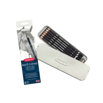 Lápices Grafito Derwent Sketching Set 6 Caja Metálica
