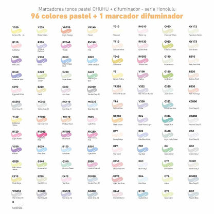 OHUHU 96 Marcadores Pastel de Dulzura y florecimiento pincel y biselada