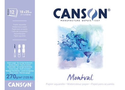 Block de Acuarela Canson Montval Grano Nube 270 g/m2 (18cm x 25cm)