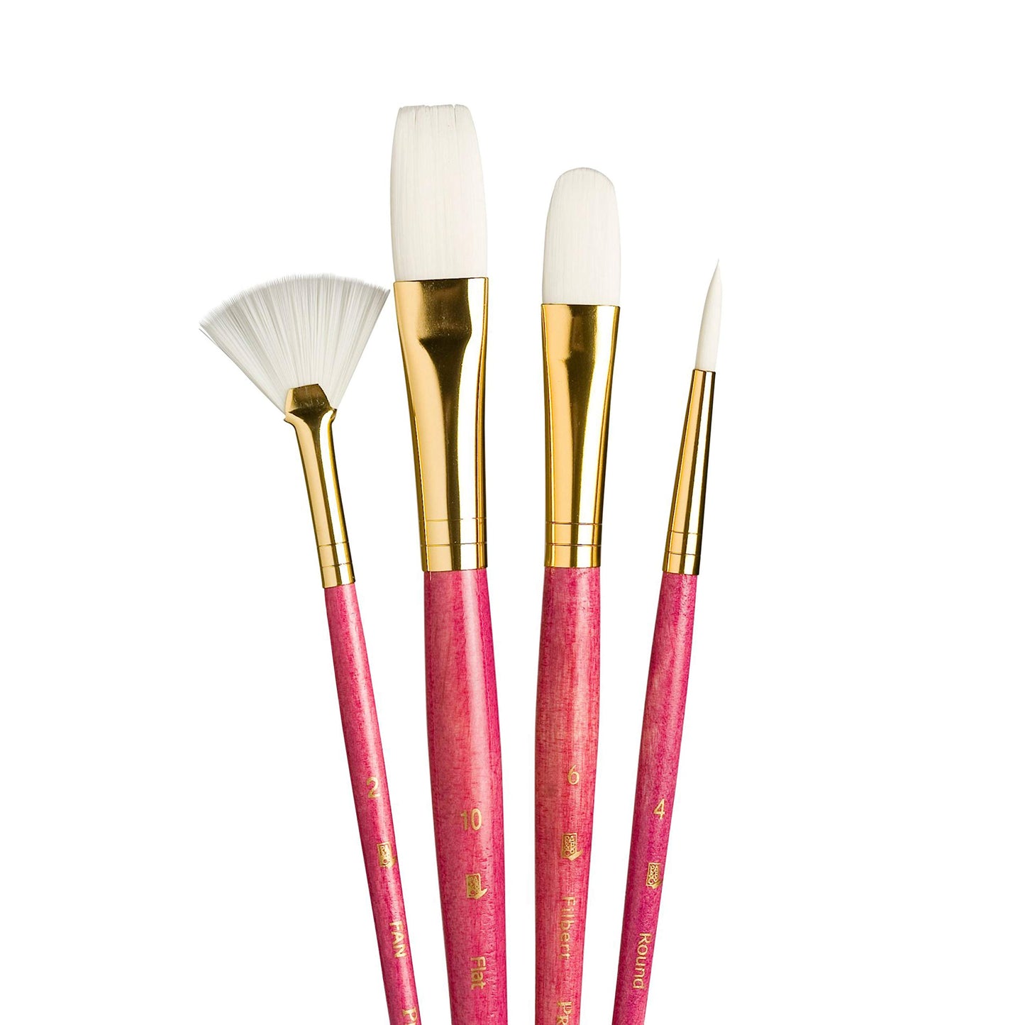 Set Pinceles Real Value Princeton Pelo Sintetico Rosa Dorado (4, 2, 6, 10)