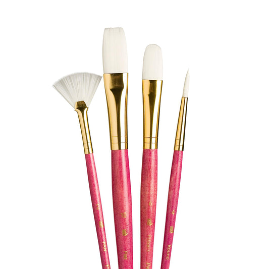 Set Pinceles Real Value Princeton Pelo Sintetico Rosa Dorado (4, 2, 6, 10)