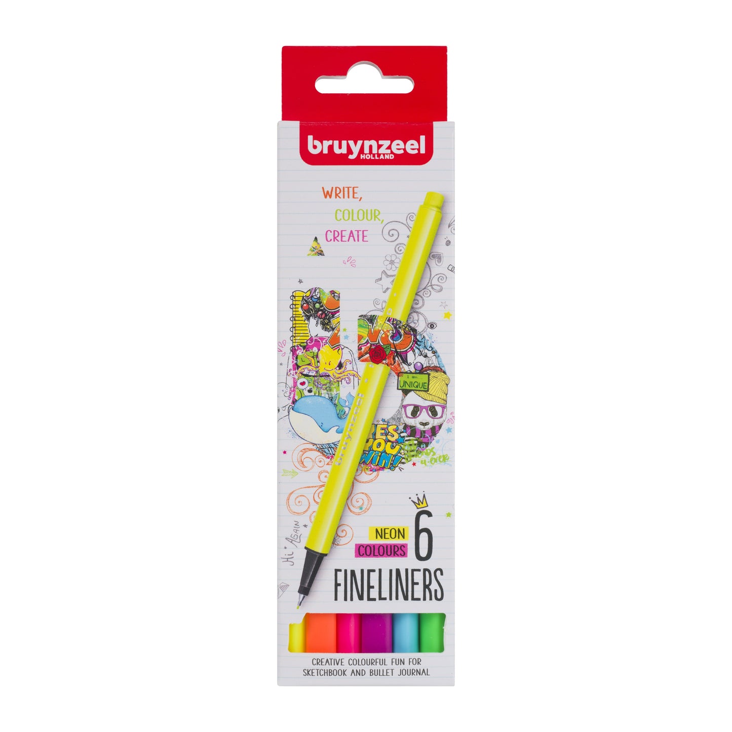 Marcadores Punta Fina Bruynzeel Set 6 Colores Neon