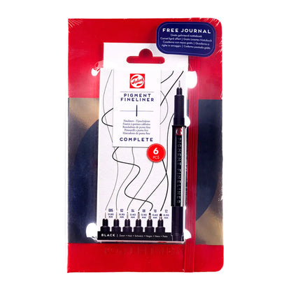 Libreta Royal Talens Roja 13x21 cm Líneas + Set de 6 Tiralíneas