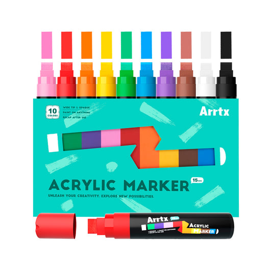 Arrtx marcadores acrilicos punta JUMBO 10 colores 15mm
