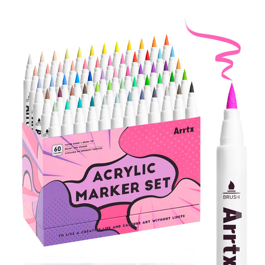 ARRTX MARCADORES ACRÍLICOS 60 COLORES PUNTA PINCEL / MANGA
