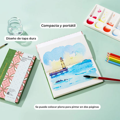 Arrtx sketchbook acuarela papel 100% algodón 18.5 x 10.5 CM