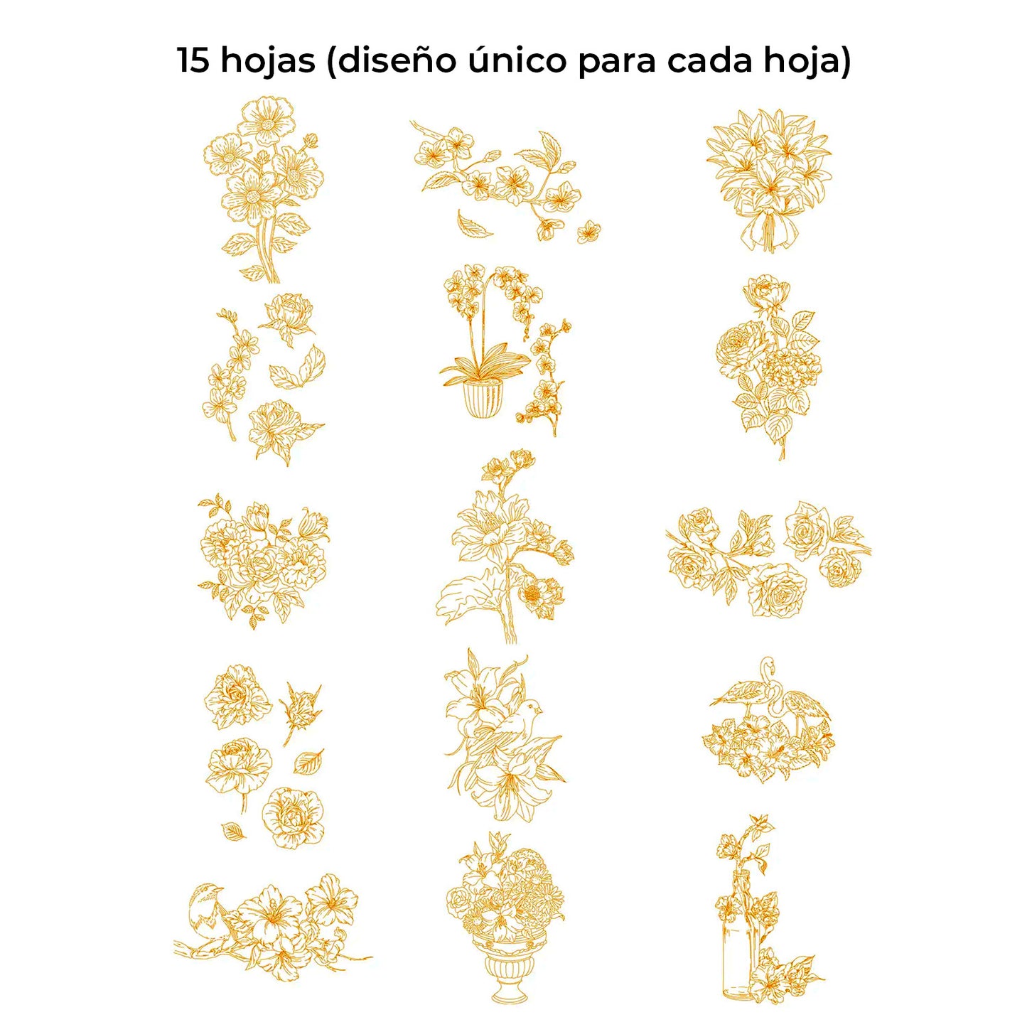 LIBRO PARA COLOREAR DE ACUARELA CON TEMÁTICA FLORAL (15 HOJAS 300 GSM) Grabie