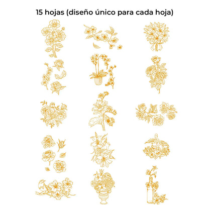 LIBRO PARA COLOREAR DE ACUARELA CON TEMÁTICA FLORAL (15 HOJAS 300 GSM) Grabie