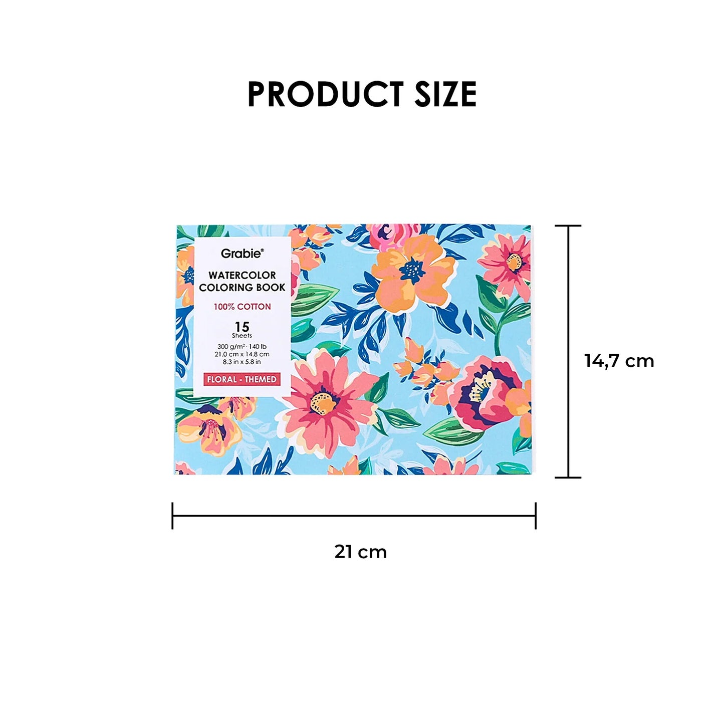 LIBRO PARA COLOREAR DE ACUARELA CON TEMÁTICA FLORAL (15 HOJAS 300 GSM) Grabie