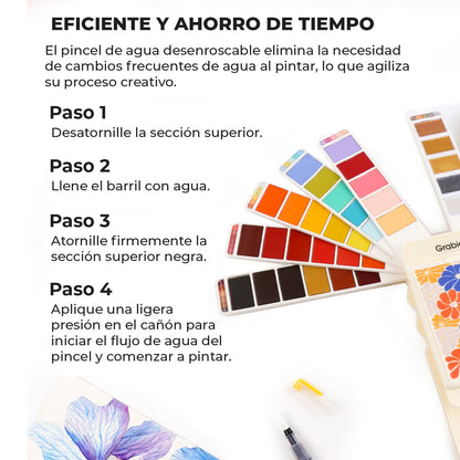 SET DE ACUARELA PLEGABLE DE 56 COLORES CON PINCEL