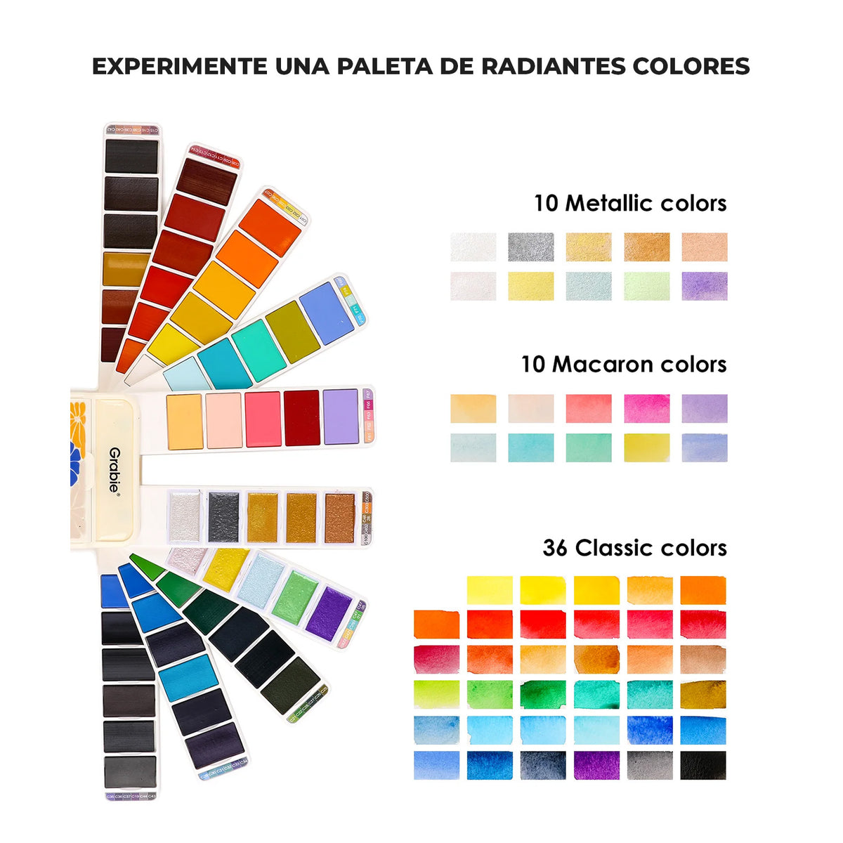 SET DE ACUARELA PLEGABLE DE 56 COLORES CON PINCEL
