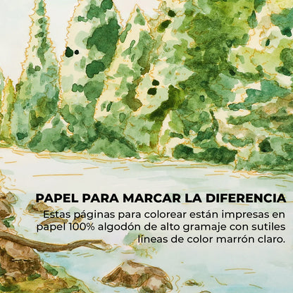 LIBRO PARA COLOREAR DE ACUARELA CON TEMÁTICA BOSQUE (15 HOJAS 300 GSM) Grabie