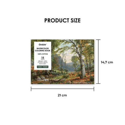 LIBRO PARA COLOREAR DE ACUARELA CON TEMÁTICA BOSQUE (15 HOJAS 300 GSM) Grabie