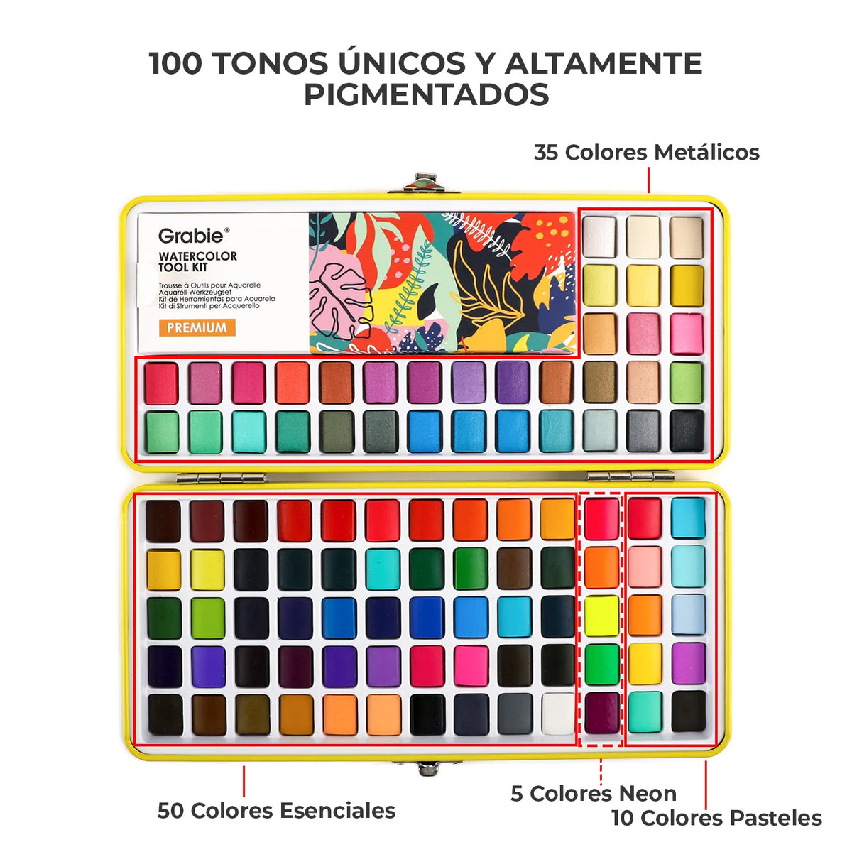 Set de Acuarela premium TODO EN UNO de 100 colores