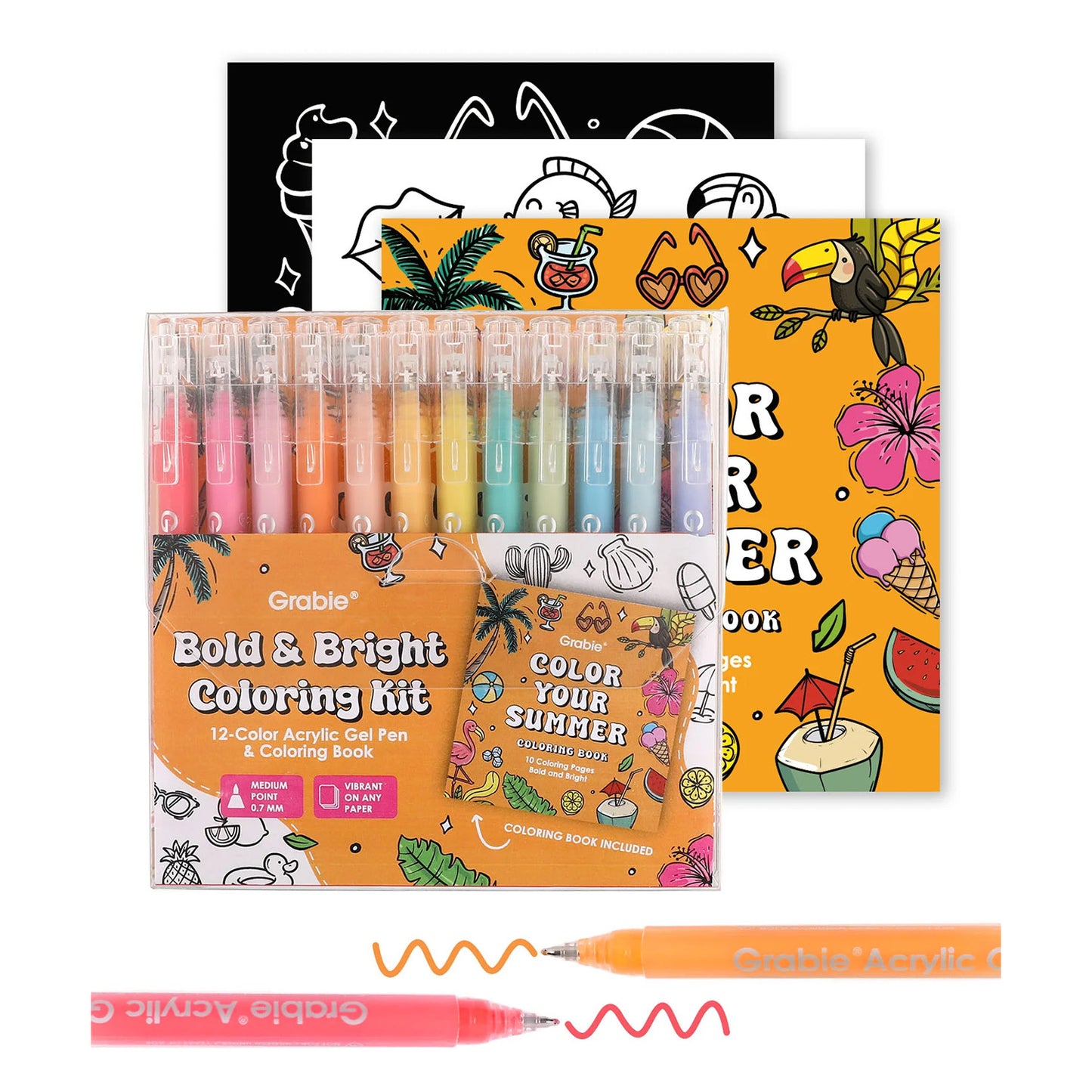 Grabie Bold & Bright – Edición Summer (12 Lápices de Gel + Block)