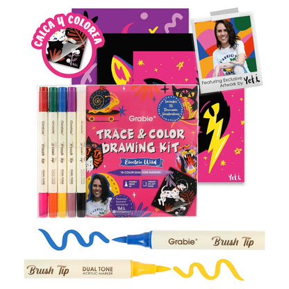 KIT DE DIBUJO PARA CALCAR Y COLOREAR - ELECTRIC WILD (AVANZADO)
