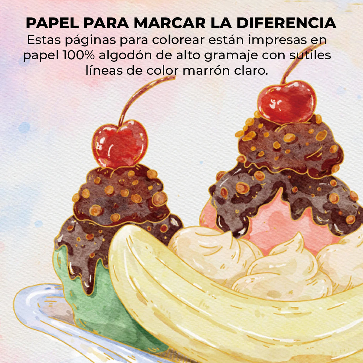 LIBRO PARA COLOREAR ACUARELA 100% ALGODON TEMÄTICA REPOSTERÍA (15 HOJAS 300 GSM)