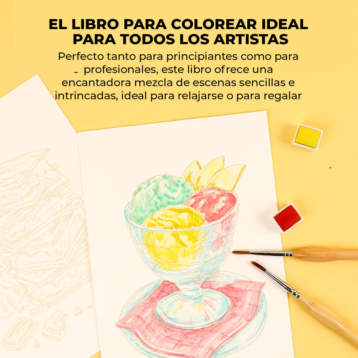 LIBRO PARA COLOREAR ACUARELA 100% ALGODON TEMÄTICA REPOSTERÍA (15 HOJAS 300 GSM)