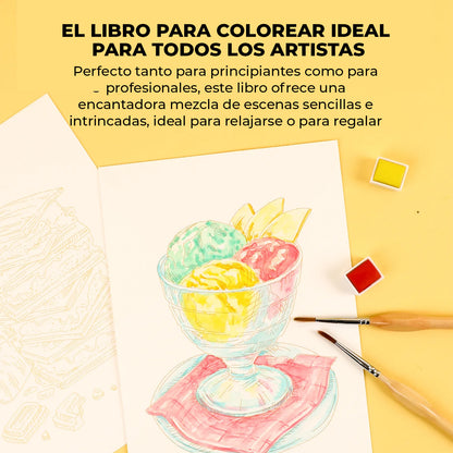 LIBRO PARA COLOREAR ACUARELA 100% ALGODON TEMÄTICA REPOSTERÍA (15 HOJAS 300 GSM)