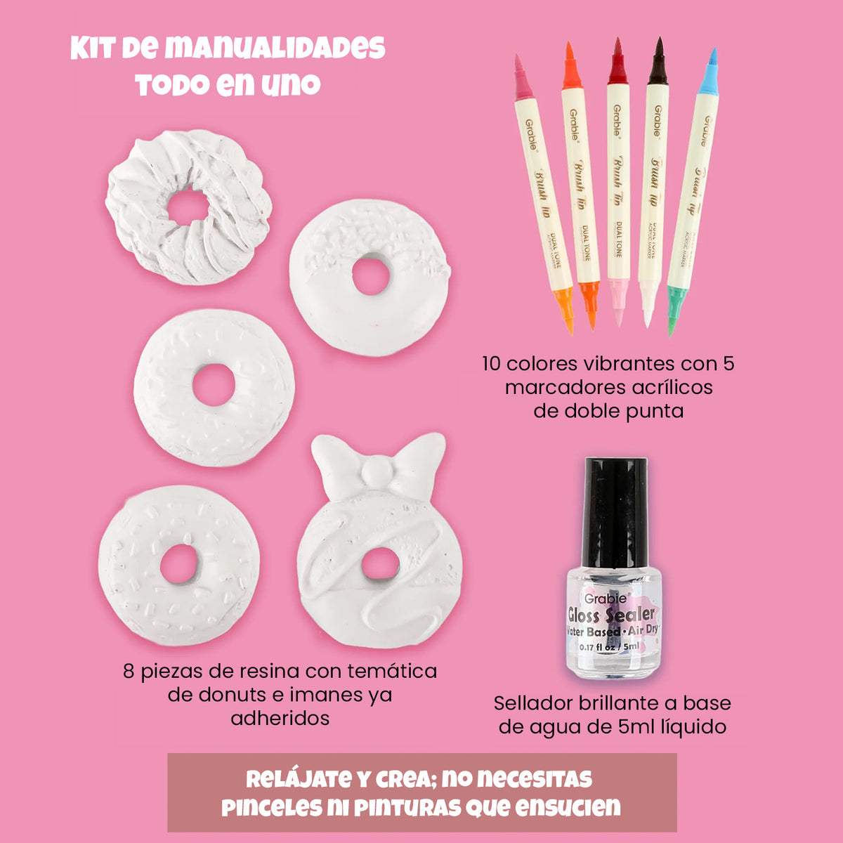 KIT CREATIVO PARA PINTAR IMANES - DONUT DELIGHT