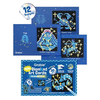 KIT DE MINI TARJETAS DE ARTE CON DIAMANTES - ZODIAC GLOW