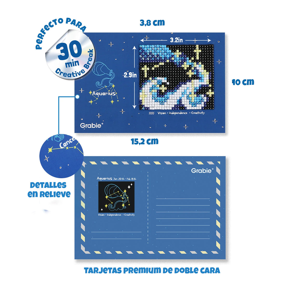 KIT DE MINI TARJETAS DE ARTE CON DIAMANTES - ZODIAC GLOW