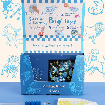 KIT DE MINI TARJETAS DE ARTE CON DIAMANTES - ZODIAC GLOW