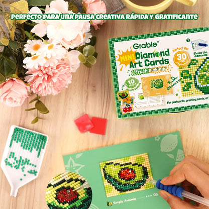 KIT DE MINI TARJETAS DE ARTE CON DIAMANTES - FRESH PICKINGS