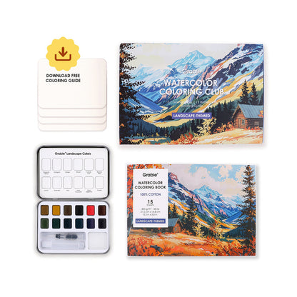 COLORING CLUB - CAJA PARA COLOREAR CON ACUARELA DE TEMÁTICA PAISAJE