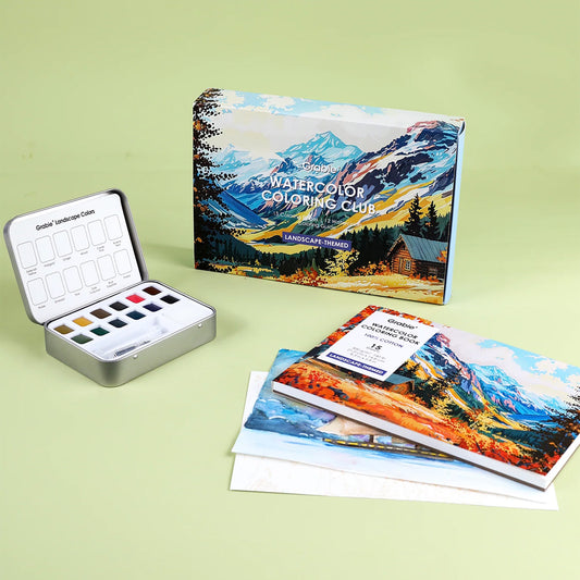 COLORING CLUB - CAJA PARA COLOREAR CON ACUARELA DE TEMÁTICA PAISAJE