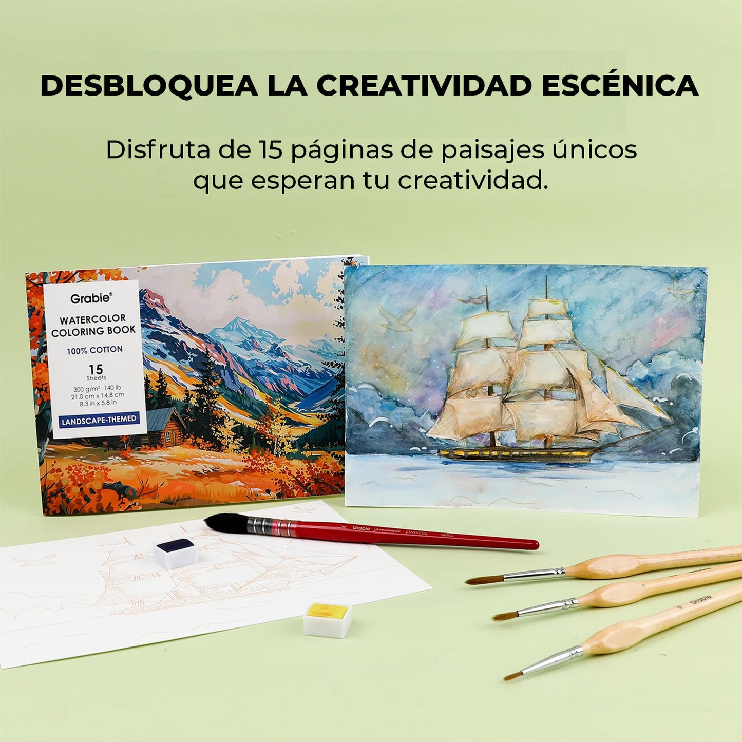 COLORING CLUB - CAJA PARA COLOREAR CON ACUARELA DE TEMÁTICA PAISAJE
