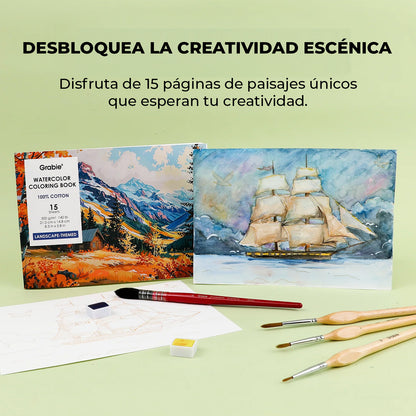 COLORING CLUB - CAJA PARA COLOREAR CON ACUARELA DE TEMÁTICA PAISAJE