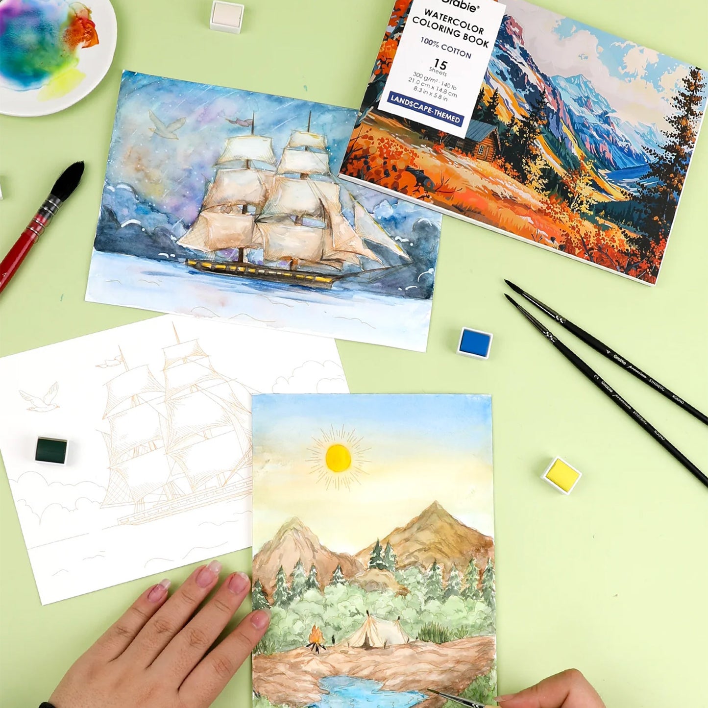 COLORING CLUB - CAJA PARA COLOREAR CON ACUARELA DE TEMÁTICA PAISAJE