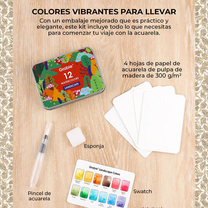 COLORING CLUB - CAJA PARA COLOREAR CON ACUARELA DE TEMÁTICA PAISAJE