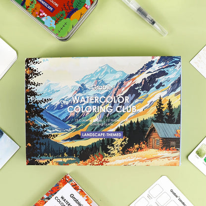 COLORING CLUB - CAJA PARA COLOREAR CON ACUARELA DE TEMÁTICA PAISAJE