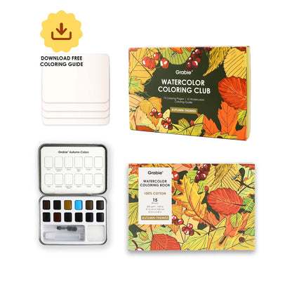 COLORING CLUB - CAJA PARA COLOREAR CON ACUARELA DE TEMÁTICA OTOÑO