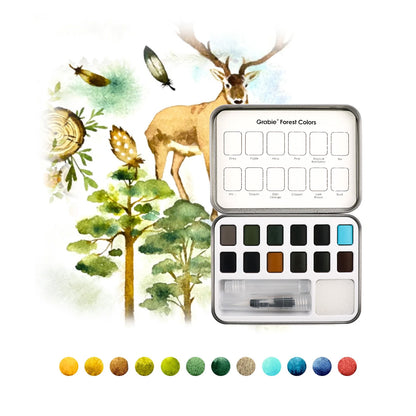 COLORING CLUB - CAJA PARA COLOREAR CON ACUARELA DE TEMÁTICA BOSQUE